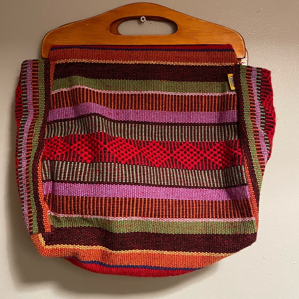 Red and Purple Striped Tote Bag